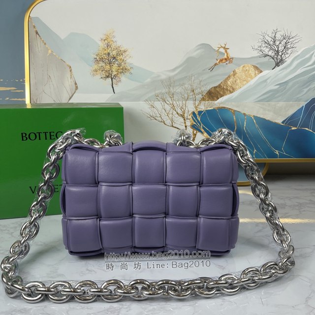 Bottega veneta高端女包 96008薰衣草紫 寶緹嘉新款枕頭鏈條包 BV經典款單肩斜挎手提女包  gxz1234